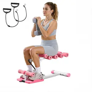 VEVOR Deep Squat Machine, Adjustable Glutes Trainer Machine with 3 High - Strength Resistance Bands, Folding Core Leg Glutes Exercise Trainer, Push Up Workout Equipment at Home Gym, Pink+ WhiteVEVOR Super Brand Day