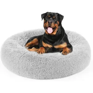 Fluffy Calming Donut Dog Pillow & Cat Bed for Indoor Cats & Dogs - Large Comfortable Round Pet Bed for Joint Pain Relief - Perfect Gift for Puppies & Cats