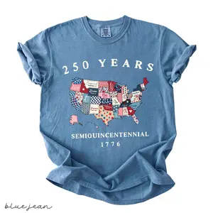 Comfort Colors Retro Usa 250 Map Shirt, Independence Day Shirt, Celebrate 250th Anniversary Shirt Usa Flag Tee 4th of July Patriotic Gift