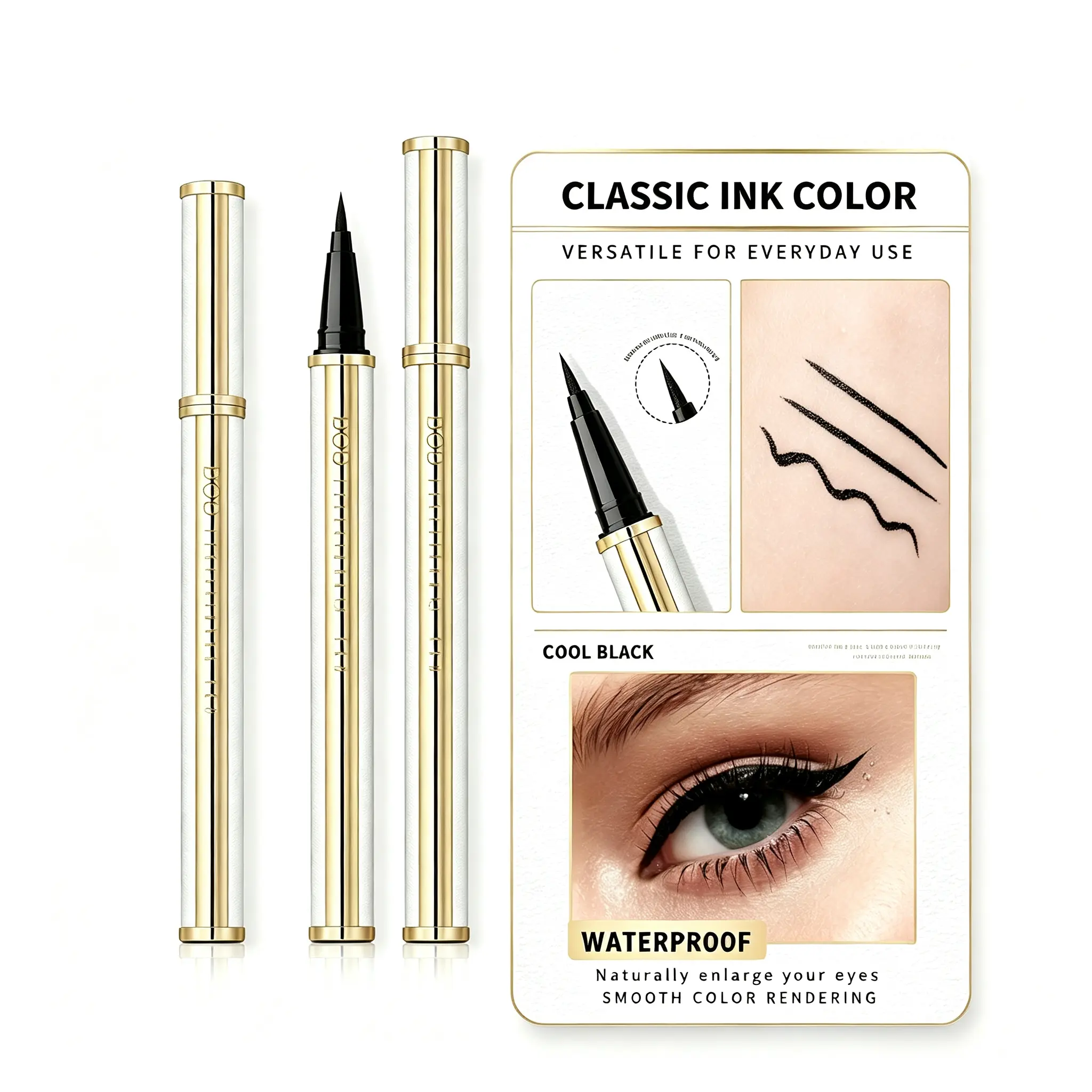 Ultra-Fine Waterproof Eyeliner Pen - Beauty Products, 24H Smudge-Proof, Sweat-Resistant, Beginner-Friendly for Hooded & Sensitive Eyes, Sharp Wing Liner Makeup, Cosmetic, Long-Lasting