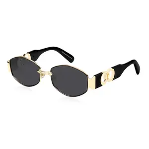 Retro Oval Fashion Luxury Polarized Sunglasses Golden Metal Frame with Black Gradient Lenses Ideal for Casual Travel & Parties MSM0101