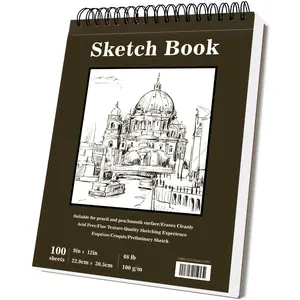 9'' X 12'' Sketch Book, Top Spiral Bound Sketch Pad, 100 Sheets 68lb/100gsm Acid-Free Drawing Paper, Art Sketchbook for Artists & Beginners, Durable Drawing Pad