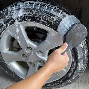 1pc Car wheel brush with soft bristles, anti slip plastic handle, scratch free tire cleaning tool, Rim Cleaner Brush