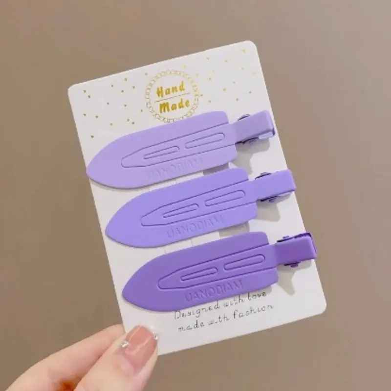 3 pieces No Bend Hair Clips, No Crease Hair Clips, Pin curl Hair Clips for Makeup Hair Styling / Purple