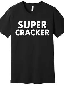 Super Cracker Men's Black Cotton T-Shirt - Relaxed Fit Short Sleeve Casual Tee with Bold White SUPER CRACKER Print 100% Cotton Machine Washable All-Season Comfort for Casual Attire