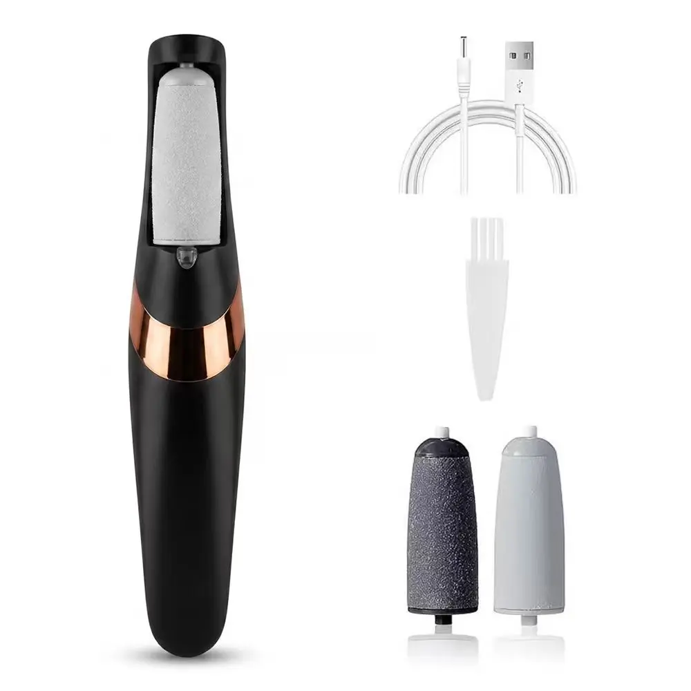 Rechargeable Wireless Electric Callus Remover - Pedicure Tool with 2-Speed Adjustment, Washable Grinding Head, LED Light & Exfoliating File