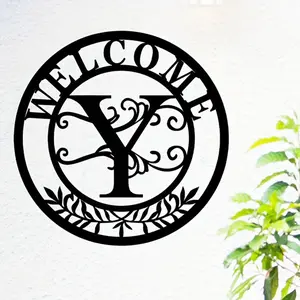 Welcome Letter Pattern Metal Wall Art, Custom Iron Wall Decor, Unique Home Decor for Birthday & Anniversary, Signs, Vintage Metal Sign