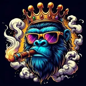 5D DIY Full Drill Round Diamond Painting - Diamond Art Kit Gorilla Crown Mosaic Canvas DIY Wall Art, Home Wall Decoration