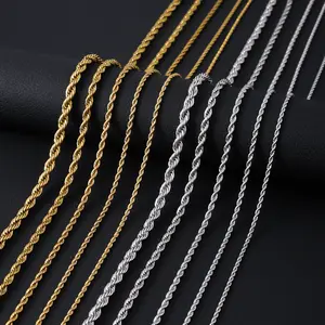 Men's and Women's Light Gold Cuban Chain Necklace Stainless Steel Miami Thick Necklace Hip Hop Jewelry 2/3/5MM Chain Jewelry Neck Lace Real Chain Necklace for Friends! Partner Gift