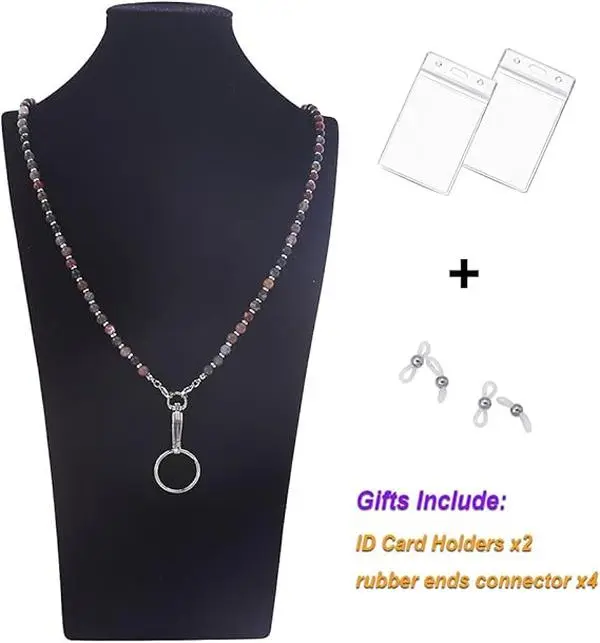 Lanyards for ID Badges and Keys,Natural Stone Beaded Teacher Lanyard for Women,Retractable Lanyard with ID Holder Cute Lanyards - Home Improvement.