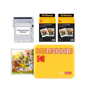 KODAK Mini 3 Retro 4PASS Portable Photo Printer (3x3 inches) Initial 8 Sheets + 60 Sheets Bundle