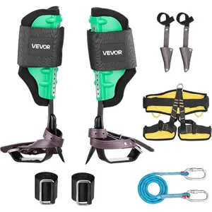 VEVOR Tree Climbing Spikes Set, 1 Pair Height - Adjustable Climbing Spurs with Security Harness and Utility Rope, 350lbs Load Capacity Tree Climbing Gear, Arborist Equipment for Climbers, Fruit PickingVEVOR Super Brand Day