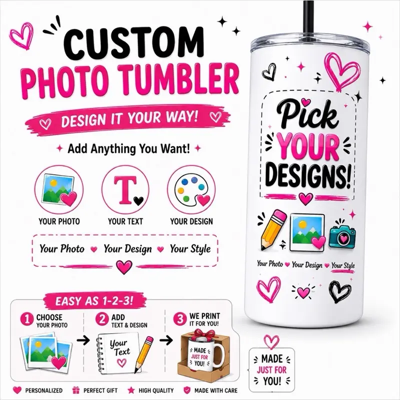 Personalized 20 oz Tumbler – Custom Photo & Name