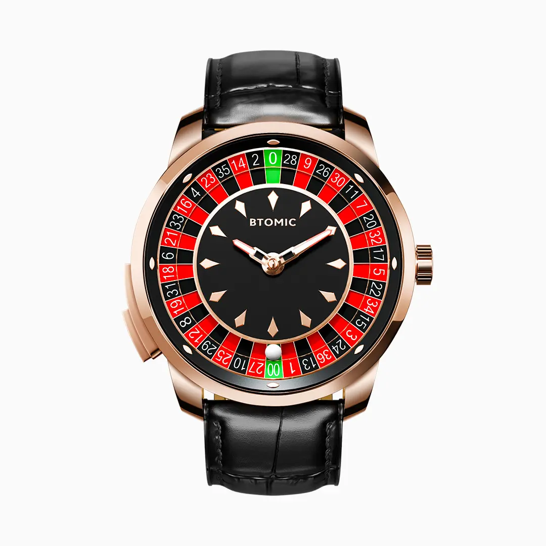 BTOMIC Roulette Automatic Mechanical Watch for Men, Interactive Spinning Roulette Wheel, Push-Button Design, Sapphire Crystal, Luminous Hands, Mechanical Watches, Automatic Watches,BA793