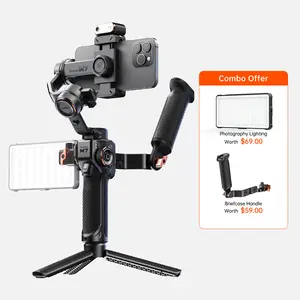 Hohem iSteady M7 Kit AI Tracking Smartphone New Gimbal Stabilizer 3-Axis with Magnetic Fill Light/AI Tracking Sensor for iPhone Android with 1/4-inch Color Tochscreen Display,Detachable Remote Controller, Max Payload 500g