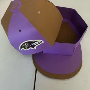 Bengals Baseball Cap Shaped Gift Box - Purple & Brown Design with Team Logo - Perfect for Fans