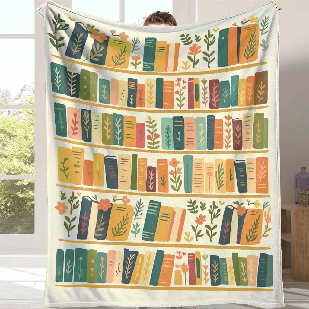Bookshelf Fleece Blanket  Cozy Reading Nook Throw Blanket for Book Lovers, Library Decor, Soft Plush Sherpa Blanket, Unique Gifts for Readers tiktokshopspringglowup