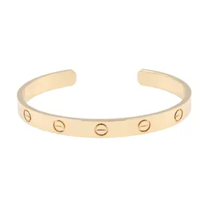 Pre-owned Cartier 18K Yellow Gold (Au750) Small Leather Goods Love Au750 Bracelet Size 17