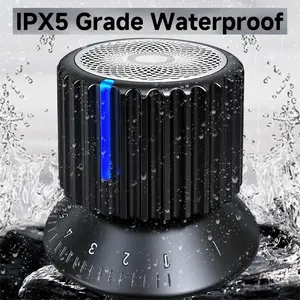 Magnetic Suction Shower Knob Speaker - Mini Portable Bluetooth Speaker for Bathroom - Waterproof RGB Lights + Deep Bass
