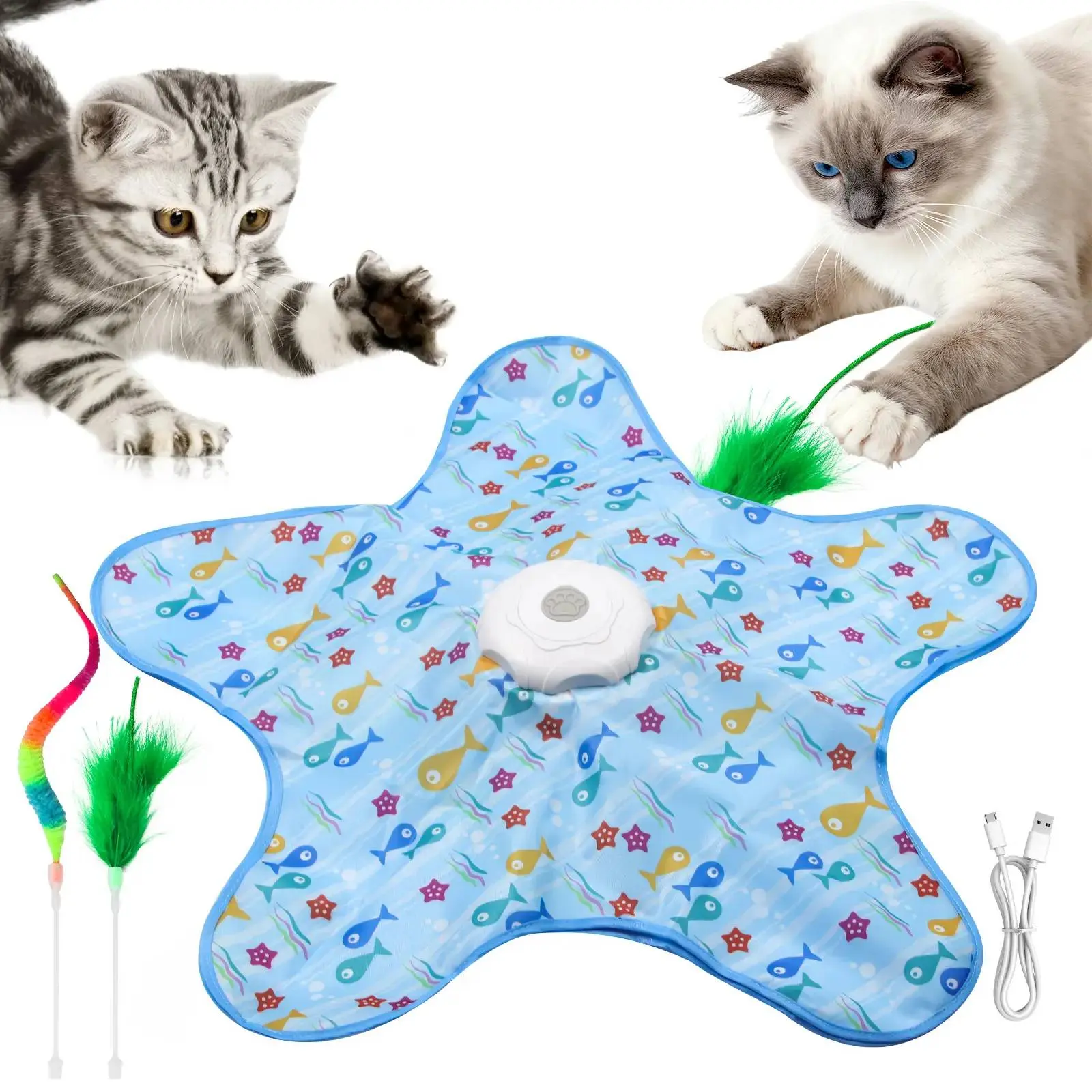 Interactive Unpredicatable Moving Feather Hunting Cat Toy , Hide and Seek Rechargeable Cat toy for bored cat,Automatic Chargeable，Indoor Exercise & Boredom Relief for All Breeds cats , #SummerWins #DealsForYouDays