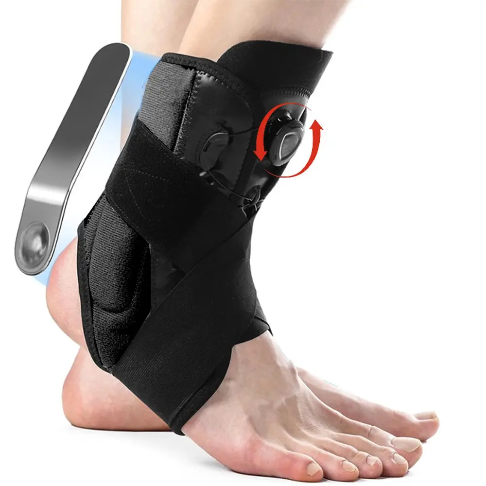 Adjustable Knob Ankle Support Brace, Foot Brace, Unisex Sporty Design with Aluminum Plate, Ankle Protective Compression, Ideal for Running, Basketball, Volleyball, Foot Supports
