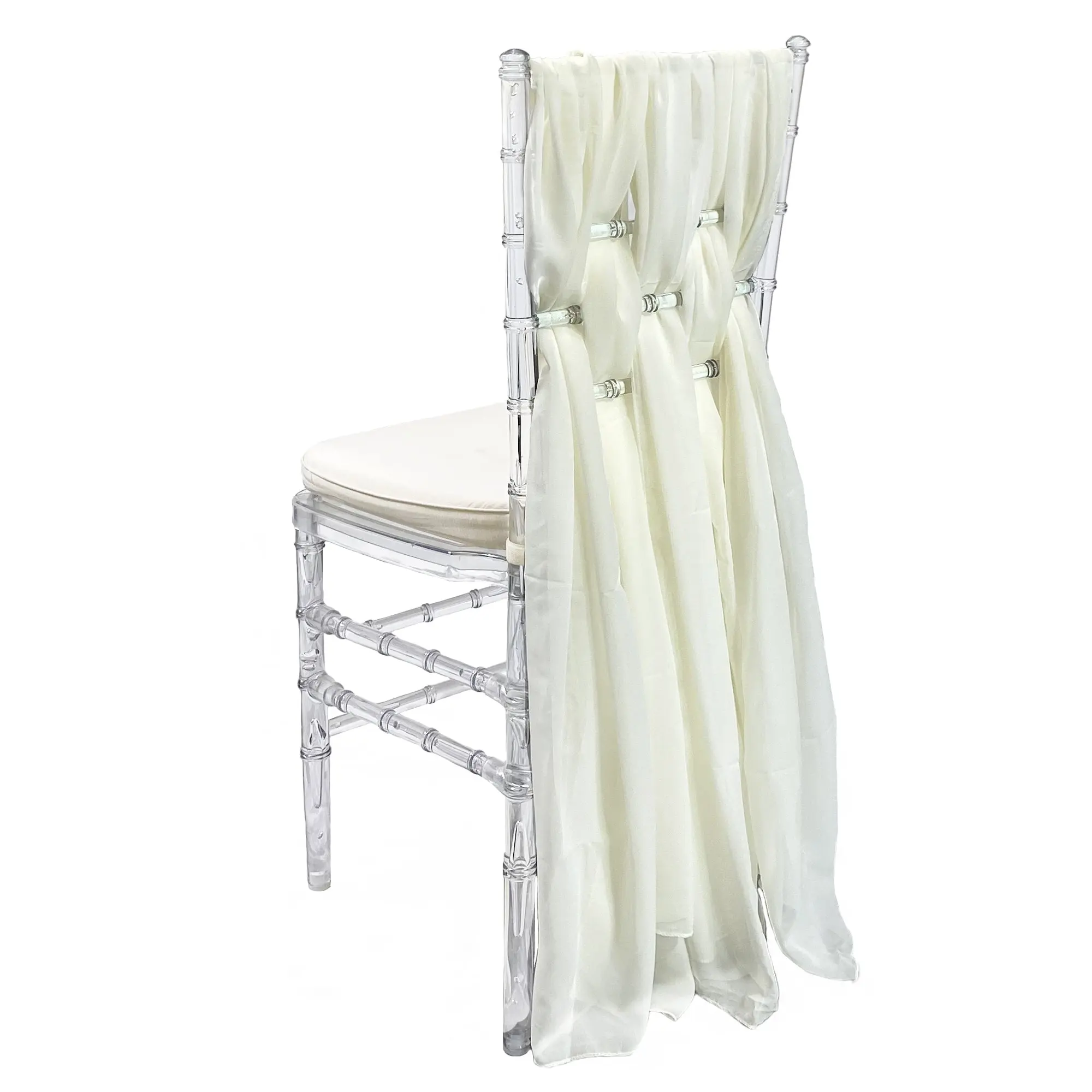 5 Pack 6 Ft Chiffon Chiavari Chair Sashes Ivory 5 Pack 6 Ft Chiffon Chiavari Chair Sashes Ivory