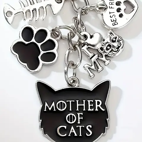 "Mother of Cats" Enamel Bag Charm Pendants – Cute Cat-Themed Keychain & Bag Pendant, Pet Lover Bag Decoration & Handbag Charms & Bag Chain Charms for Backpack Purse, Ideal for Cat Moms & Animal Enthusiasts, Christmas & Thanksgiving Gift for Women