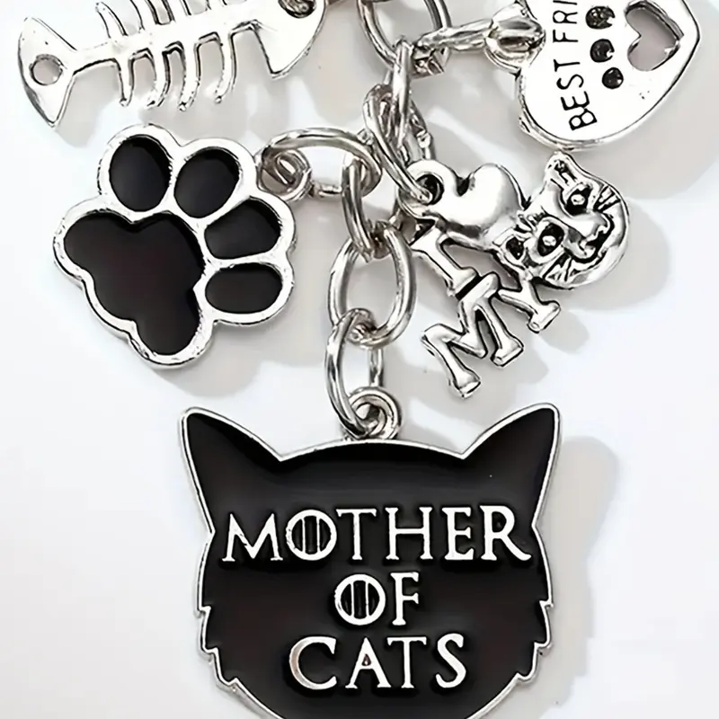 "Mother of Cats" Enamel Bag Charm Pendants – Cute Cat-Themed Keychain & Bag Pendant, Pet Lover Bag Decoration & Handbag Charms & Bag Chain Charms for Backpack Purse, Ideal for Cat Moms & Animal Enthusiasts, Christmas & Thanksgiving Gift for Women