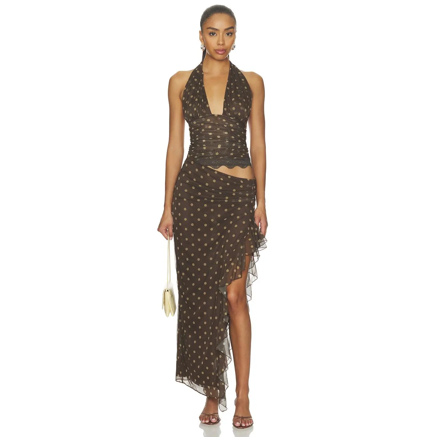 Benni Penelope Maxi Dress in Espresso Polka Dot