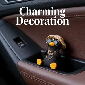2026 New Social Duck Car Hanging Ornament, Sunglasses Gold Chain Swing Duck Car Pendant, Unique Funny Car Interior Decoration, Rearview Mirror Hanging Trendy Car Accessory, Car Trinkets