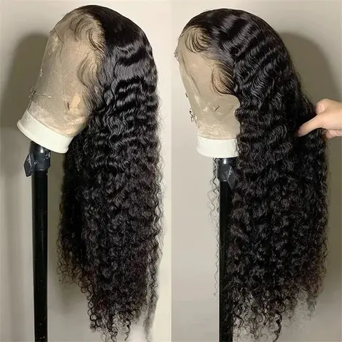 Bling Hair 13x6 13x4 HD Lace Frontal Human Hair Wig Deep Wave/Kinky Curly/Body Wave /Bone Straight Transparent Lace Front Wig Human Hair 180% 10A Grade Brazilian 100% Remy Hair PrePlucked Hairline Natural Black