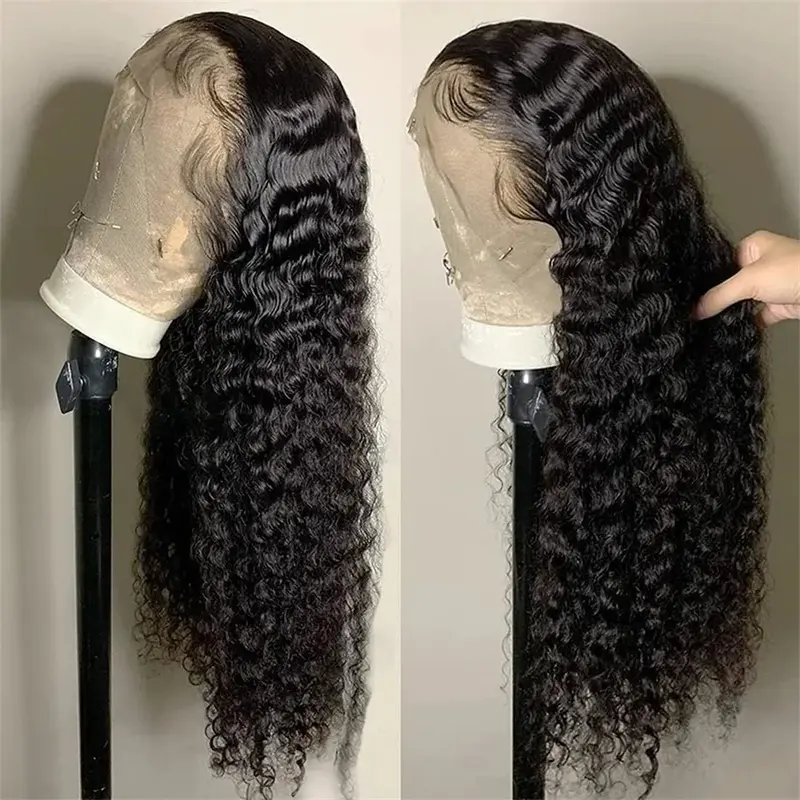 Bling Hair 13x6 13x4 HD Lace Frontal Human Hair Wig Deep Wave/Kinky Curly/Body Wave /Bone Straight Transparent Lace Front Wig Human Hair 180% 10A Grade Brazilian 100% Remy Hair PrePlucked Hairline Natural Black