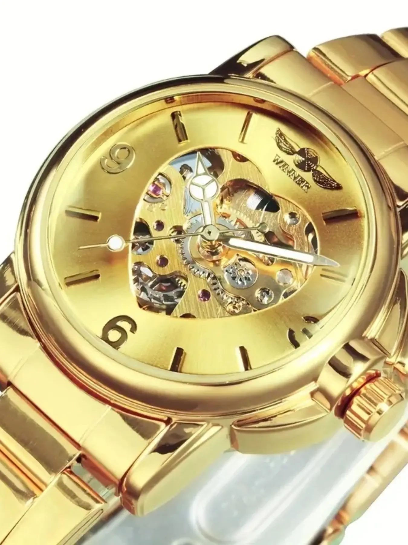 Women's Automatic Mechanical Watch, Fashionable Analog Watch, Fashion Watch, Gold Hollow Dial with Luminous Hands, Stainless Steel Strap, Suitable for Formal and Leisure Activities, Ideal Gift for Women's Christmas, Birthday