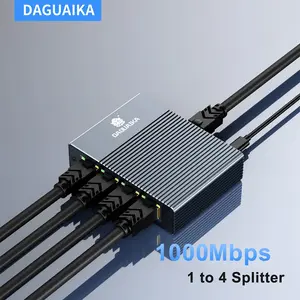 Gigabit Ethernet Splitter 1 to 4 1000Mbps RJ45 Network Switch Hub for Cat 5/5e/6/7/8 Cable 4 Devices Simultaneous Networked
