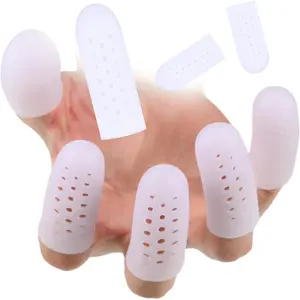 20 Pieces Silicone Finger Cots Protectors Caps with Holes for Wound, Breathable Cots Finger Cover Sleeves for Cracking, Eczema, Trigger, Blisters, Corn, Broken Toe