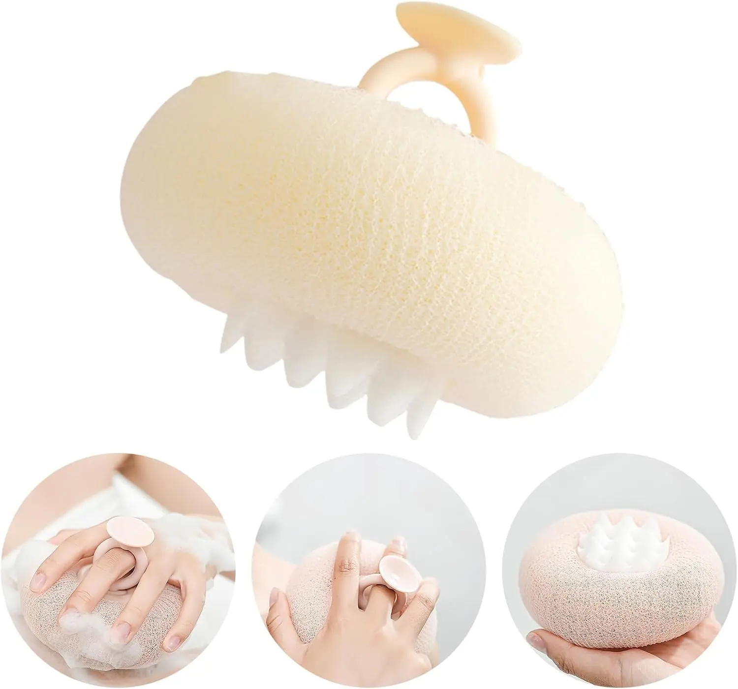 Newly Upgraded 2-in-1 Sunflower, Ultra Soft Sunflower Suction Bath Sponge, Exfoliating Bath Sponge with Suction Cup, Shower Loofah Sponge