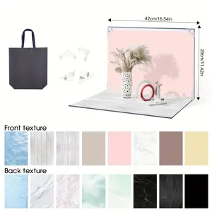 Photography Background Set 9 Pieces, 18 Patterns Desktop Food Backdrop Kit, Jewelry Flat Props Small Size 16x11.5 Inches, Includes Storage Bag