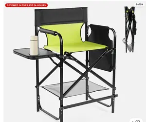 Outdoor 26 / 31" Tall Directors Chair Portable Bar Height w/ Footrest,Cup Holder