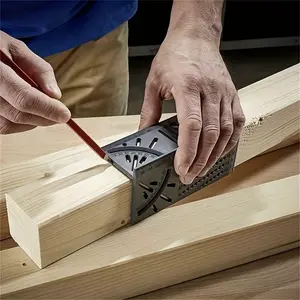 1pc  Woodworking Square Size Measure Ruler, 3D Mitre Angle Measuring Template Tool, 45 90 Degree Carpenter's Layout Ruler Gauge Woodworking Accessories Gifts for Men Dad, Father and Husband