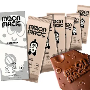 Moon Magic Planet Milk Vegan Chocolate Bars, Chocolate with No Sugar Added, Low Sugar (1g), Low Calorie (130), Plant-Based, Keto, No Sugar Alcohols, Gluten-Free, Non Dairy, Pack of 6 Bars