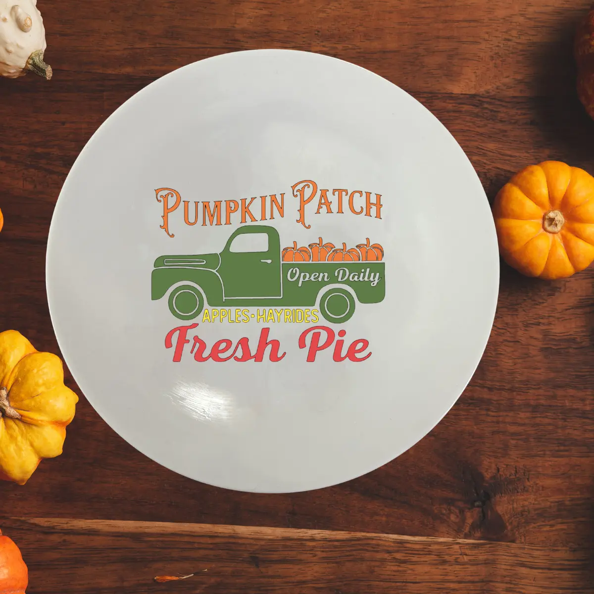 Ceramic Fall Decorative Plate with Pumpkin Patch Design for Autumn Home Decor