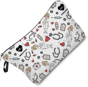 Livel lhood Nurse Doctor Cosmetic Bag Cute Small Makeup Bag Travel Toiletry Zipper Pouch Nurse Medical Supply Birthday Graduation Presents for Nurses Doctors Women Friends