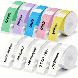 10 Rolls Thermal Label Paper 15x30mm Waterproof Sticker Tape For Mini Bluetooth Label Maker Printer D30 Refill Home Organization