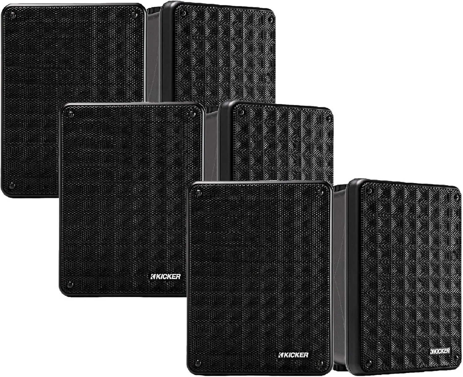 Kicker KB6 2-Way Full Range 8-Ohm Load Indoor-Outdoor Speakers (6-Speaker Bundle) with Smartphone Compatibility, Wall Mount, Car Audio, Car-Audio Amplifier, Dual-Enclosure, Home Stereo Receiver for Backyard Deck, Audio Sound System, Bass Speakers