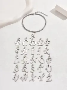Adjustable Stainless Steel Letter Anklet, Unisex Titanium Steel Ankle Chain, Casual Plain Design, All Seasons Jewelry