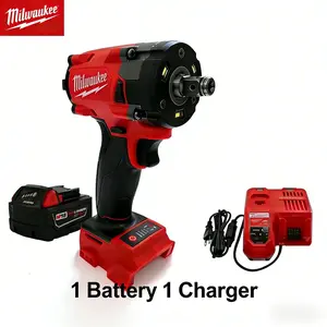 Milwaukee M18 FUEL 3/8" Compact Impact Wrench with Friction Ring - one Charger, one Battery with Tool Only set Brushless Cordless Drill Lightweight High Torque Brushless Impact Gun for Professionals & DIY Enthusiasts screwdriver power