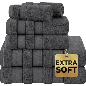 American Soft Linen Salem Bath Towel Set, 100% Cotton 6 Piece Towels for Bathroom, 2 Bath Towels 2 Hand Towels 2 Washcloths, Dark Gray American Soft Linen