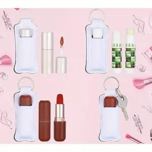 20-Piece Casual Rubber Marble Lip Balm Holder Keychain, Blank Clip-On Lipstick Sleeves, DIY Customizable Portable Travel Essentials, Perfect Gift for Family & Friends