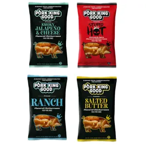 pork king good 4 pack. Smoky jalapeno & cheese, Stupid Hot,ranch,Salted Butter.