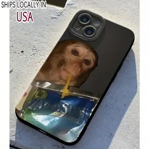 Monkey Sipping Caprisun Phone Case, Fall and Shockproof Phone Case in Summer, Full Side Protection for iPhone 15/14/13/12/11 Pro Max Phone Case